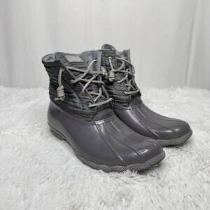 SPERRY / gray Saltwater puff nylon rubber duck boots / 10